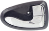 ACCENT 00-06 FRONT INTERIOR DOOR HANDLE RH, Chrome Lever+Black Housing, Plas, Hatchback/Sedan (=REAR)