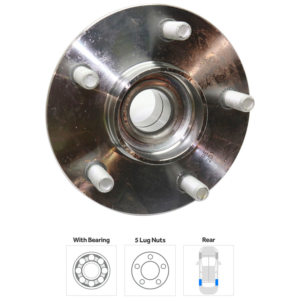 I30 00-01/I35 02-04 REAR HUB ASSEMBLY RH=LH, 5 Studs, 5 x 114.3 mm PCD Bolt Pattern, w/o ABS Sensor Ring