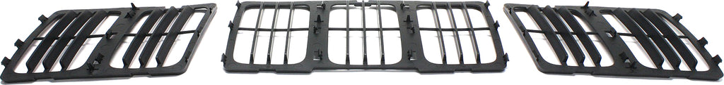 GRAND CHEROKEE 14-16 GRILLE, Louvered Insert, Textured Black Shell and Insert - CAPA