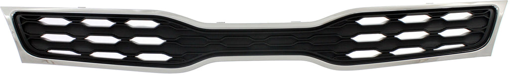 RIO 12-15 GRILLE, Upper, Chrome Shell/Painted Black Insert, w/ Fog Light Holes and Chrome Molding, Hatchback