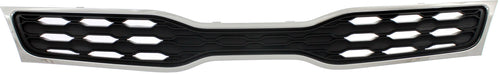 RIO 12-15 GRILLE, Upper, Chrome Shell/Painted Black Insert, w/ Fog Light Holes and Chrome Molding, Hatchback