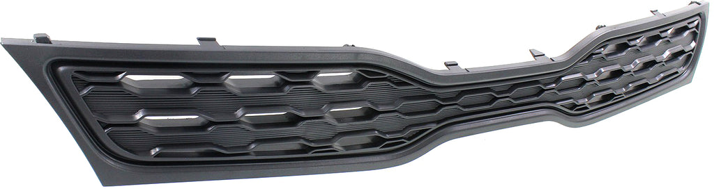 RIO 12-15 GRILLE, Upper, Textured Black Shell and Insert, w/o Fog Light Holes and Chrome Molding, Hatchback