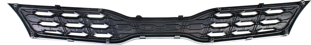 RIO 12-15 GRILLE, Upper, Textured Black Shell and Insert, w/o Fog Light Holes and Chrome Molding, Hatchback