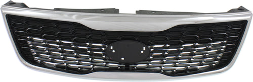 SORENTO 14-15 GRILLE, Painted Black Shell and Insert, w/ Chrome Molding, w/o Sport Pkg