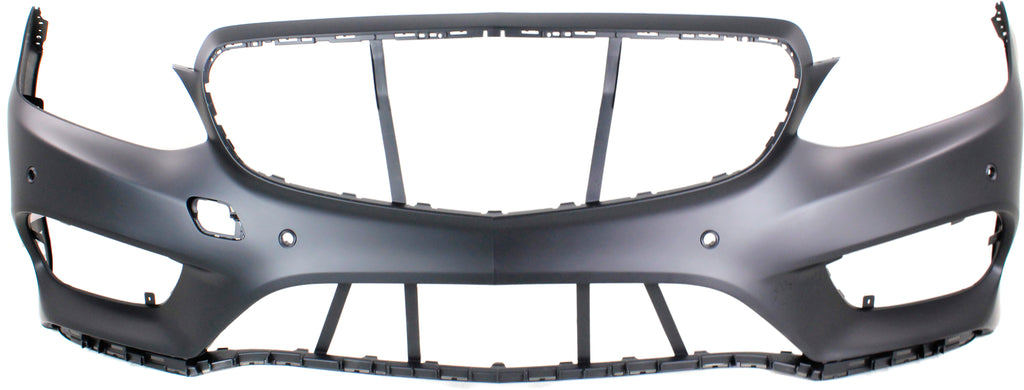 E-CLASS 14-16 FRONT BUMPER COVER, Prmd, w/ AMG Styling Pkg, w/ Parktronic Holes, Sedan/Wagon - CAPA