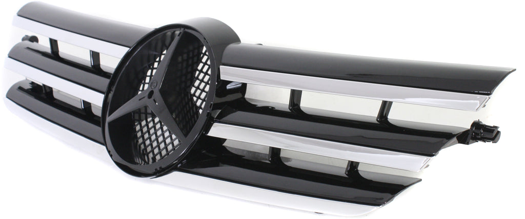 C-CLASS 02-03 GRILLE, Painted Black Shell and Insert, w/ Chrome Molding, Coupe