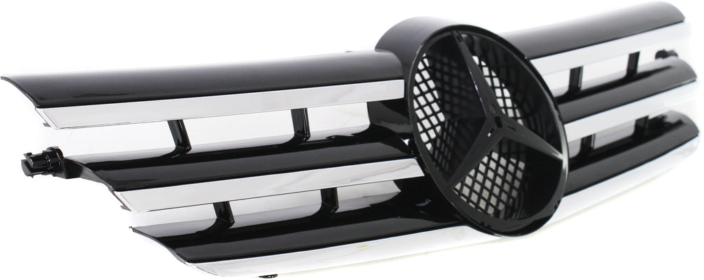 C-CLASS 02-03 GRILLE, Painted Black Shell and Insert, w/ Chrome Molding, Coupe