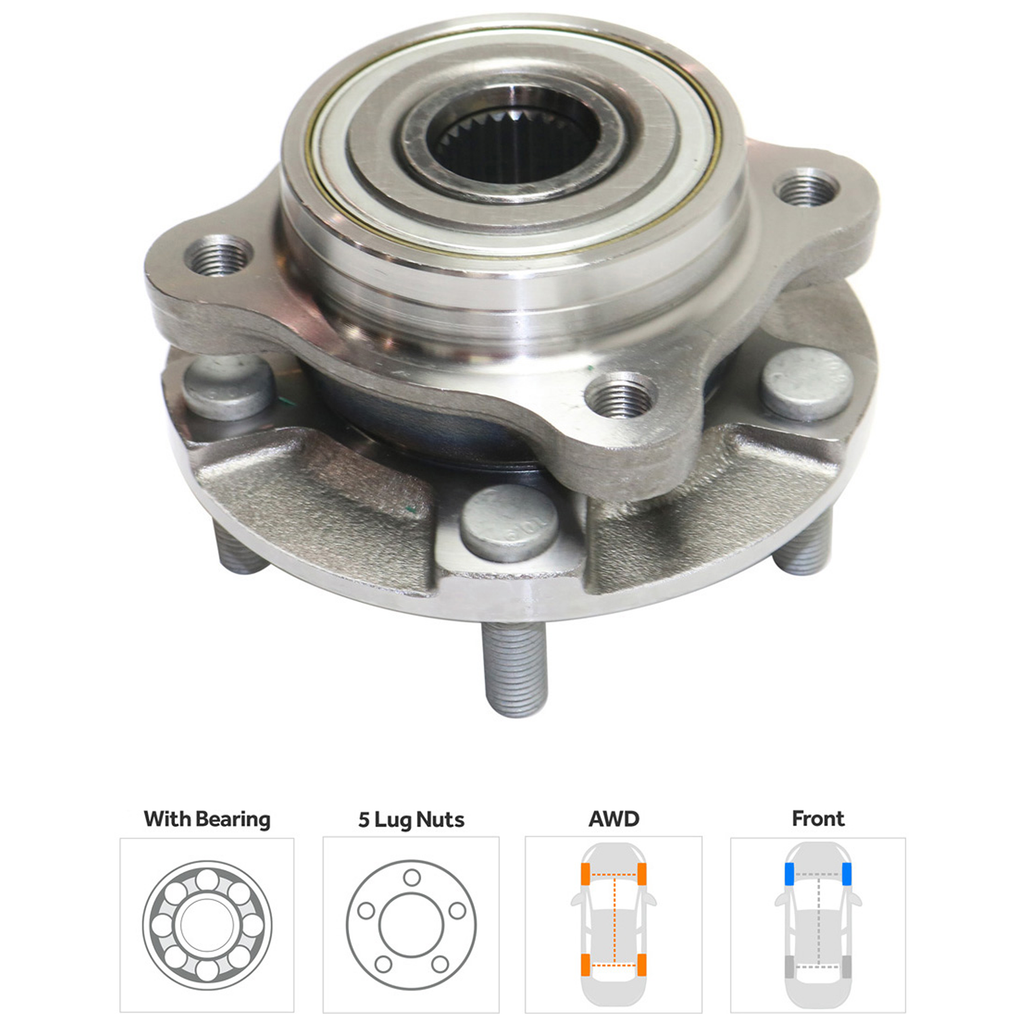 3000GT 91-99/LANCER 03-06 FRONT HUB ASSEMBLY RH=LH, 5 Studs, 27-Spline, Ball Bearing Type