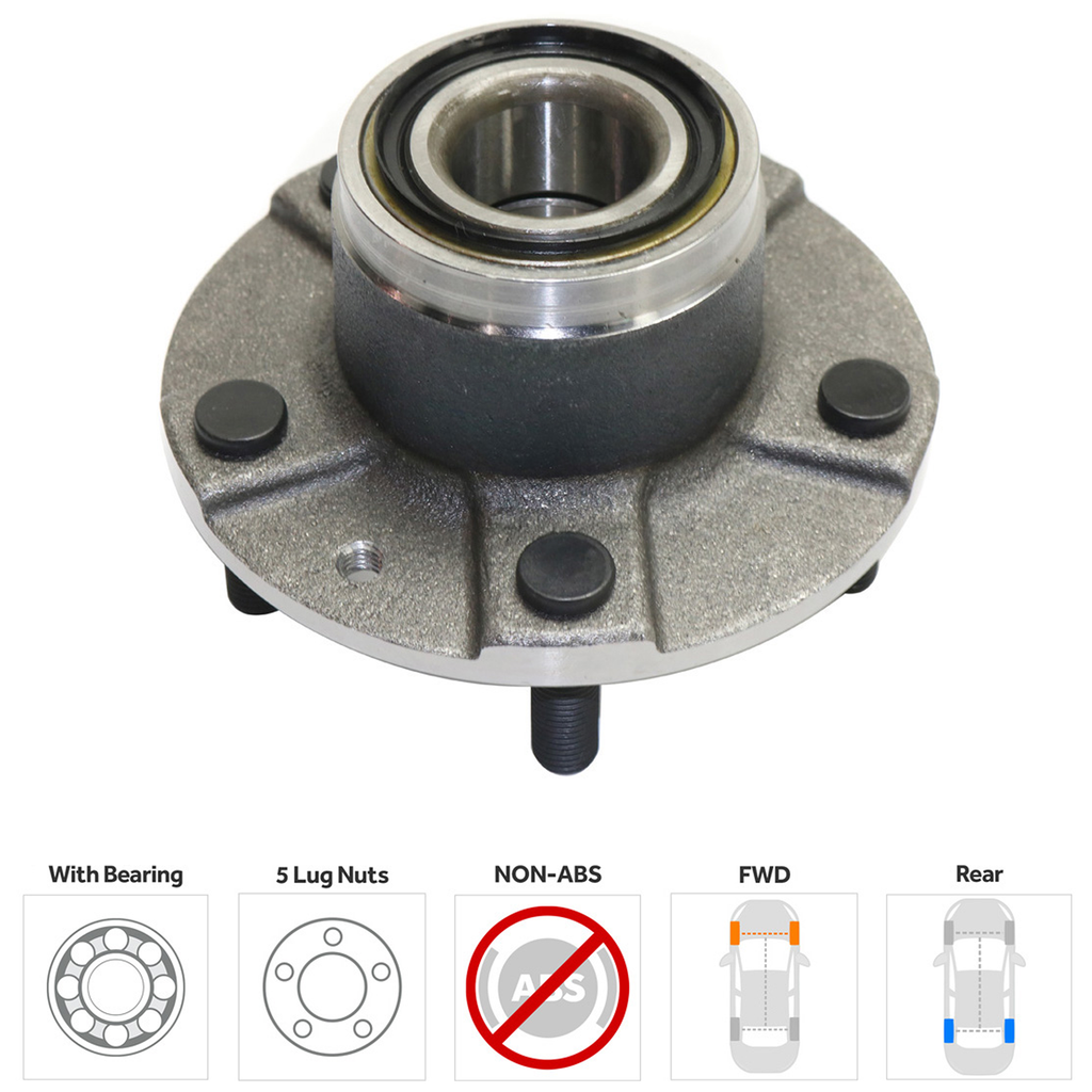 MAZDA 626 93-02 REAR HUB ASSEMBLY RH=LH, 5 Studs, FWD, Non-ABS