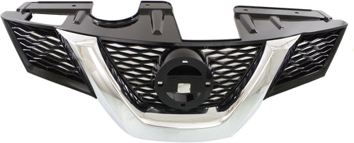 ROGUE 14-16 GRILLE, Painted Black Shell and Insert, w/ Chrome Molding and Hole, SL/(SV-w/ Premium Pkg) Model, USA Built Vehicle - CAPA