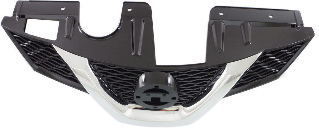 ROGUE 14-16 GRILLE, Painted Black Shell and Insert, w/ Chrome Molding and Hole, SL/(SV-w/ Premium Pkg) Model, USA Built Vehicle - CAPA