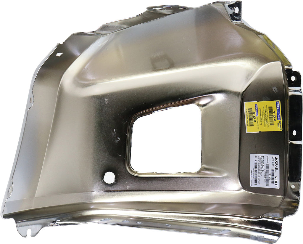 TUNDRA 14-21 FRONT BUMPER END RH, Chrome, Steel, w/ Park Assist Sensor Holes - CAPA