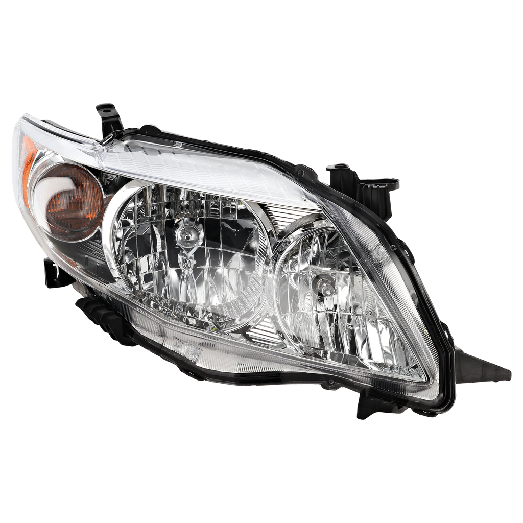 COROLLA 09-10 HEAD LAMP RH, Assembly, Halogen, Chrome Interior, Base/CE/LE/XLE Models, North America Built Vehicle - CAPA