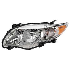 COROLLA 09-10 HEAD LAMP LH, Assembly, Halogen, Chrome Interior, Base/CE/LE/XLE Models, North America Built Vehicle - CAPA