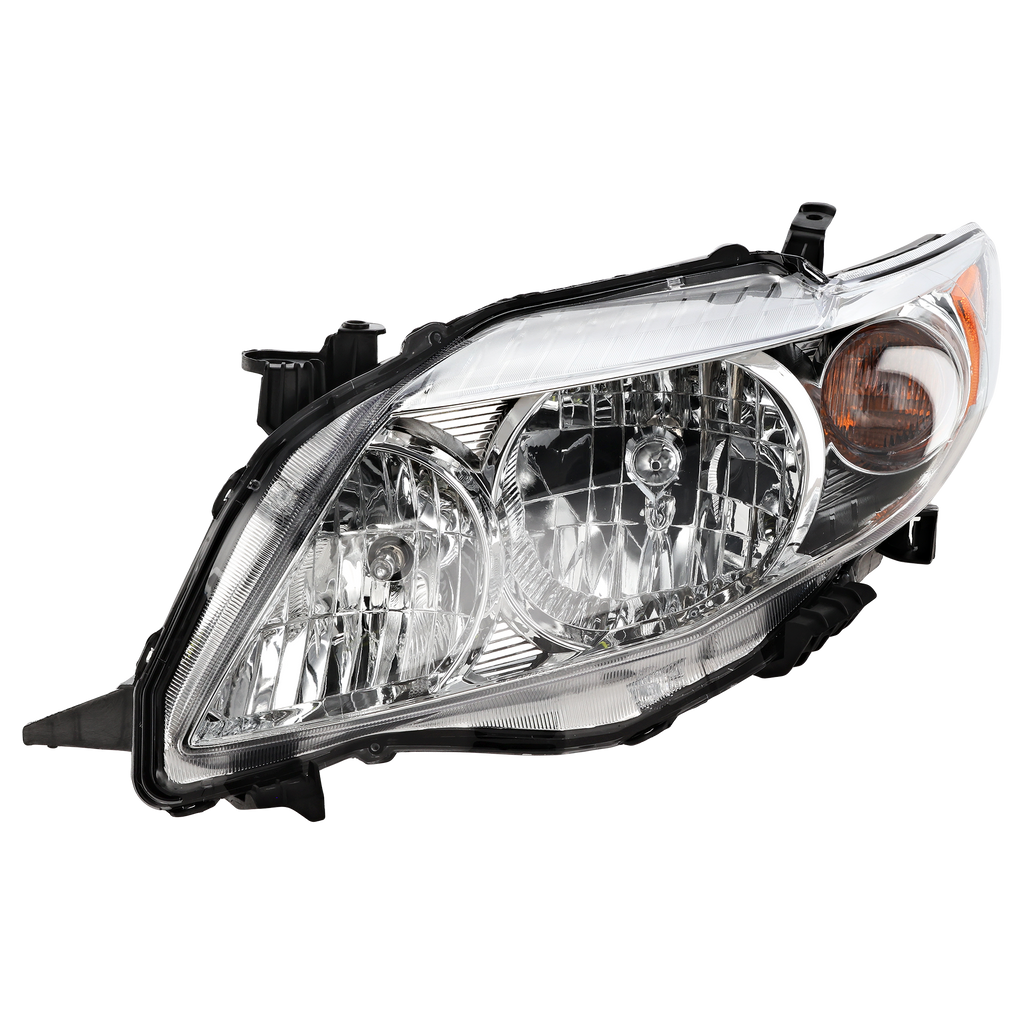 COROLLA 09-10 HEAD LAMP LH, Assembly, Halogen, Chrome Interior, Base/CE/LE/XLE Models, North America Built Vehicle - CAPA