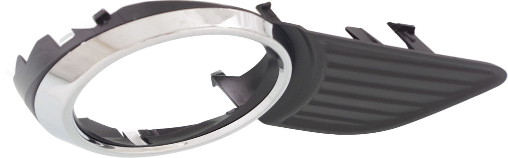 SIENNA 11-17 FRONT FOG LAMP MOLDING RH, Black, w/ Chrome Trim, w/ Park Distance Control Sensor Holes