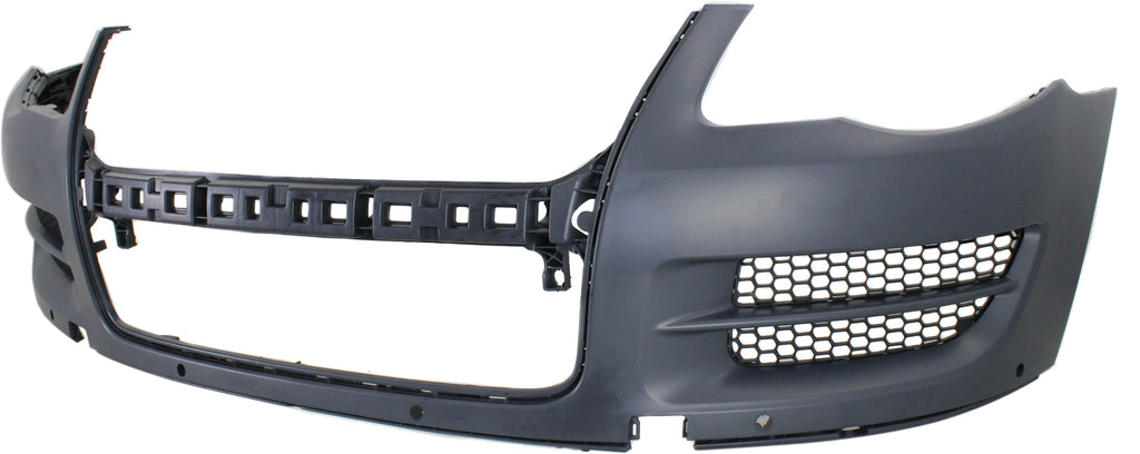 TOUAREG 08-10 FRONT BUMPER COVER, Primed, w/o Headlight Washer Holes, w/ Parking Aid Snsr Holes