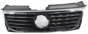 PASSAT 06-10 GRILLE, Chrome Shell/Black Insert, w/o PAS and PDC Holes, w/o Chr Insert Mldg