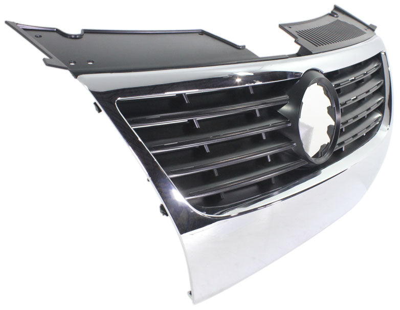 PASSAT 06-10 GRILLE, Chrome Shell/Black Insert, w/o PAS and PDC Holes, w/o Chr Insert Mldg