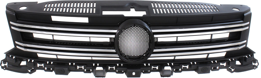TIGUAN 12-17/TIGUAN LIMITED 17-18 GRILLE, Textured Black Shell and Insert, w/ Chrome Molding - CAPA