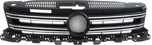 TIGUAN 12-17/TIGUAN LIMITED 17-18 GRILLE, Textured Black Shell and Insert, w/ Chrome Molding - CAPA