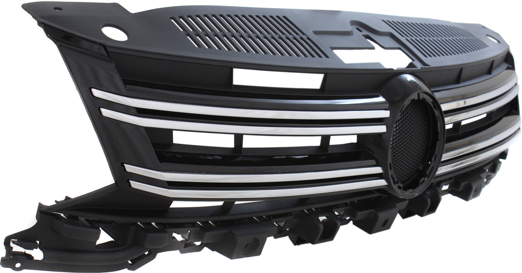 TIGUAN 12-17/TIGUAN LIMITED 17-18 GRILLE, Textured Black Shell and Insert, w/ Chrome Molding - CAPA