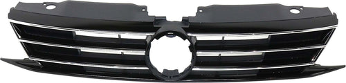 JETTA 15-18 GRILLE, Textured Black Shell and Insert, w/ Chrome Molding, (Exc. GLI/Hybrid Models), w/o Collision Warning