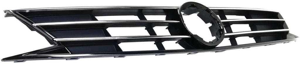 JETTA 15-18 GRILLE, Textured Black Shell and Insert, w/ Chrome Molding, (Exc. GLI/Hybrid Models), w/o Collision Warning