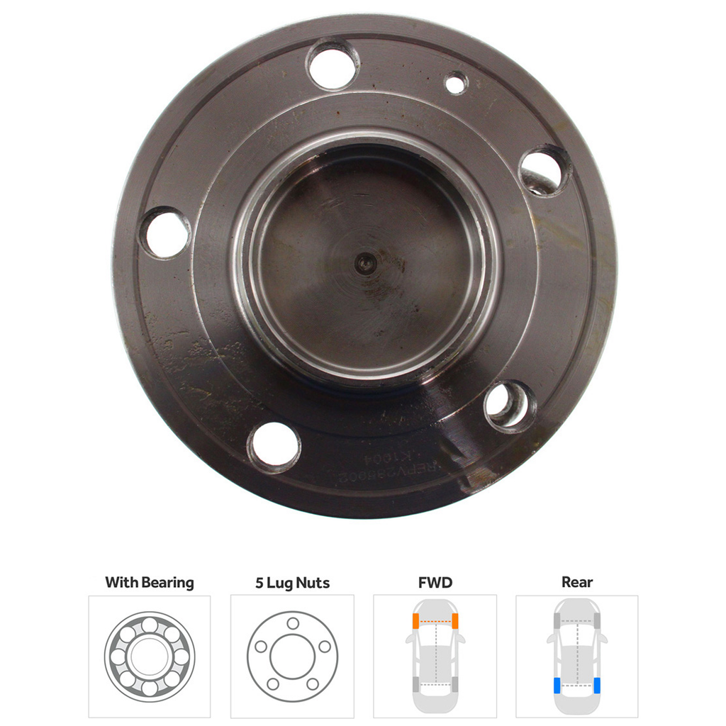 V70 99-00/S60 01-08 REAR HUB ASSEMBLY RH=LH, 5 Studs