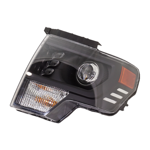 F-150 09-14 HEAD LAMP LH, Assembly, LED, Black Trim, Projector Type, (Exc. Raptor Model)