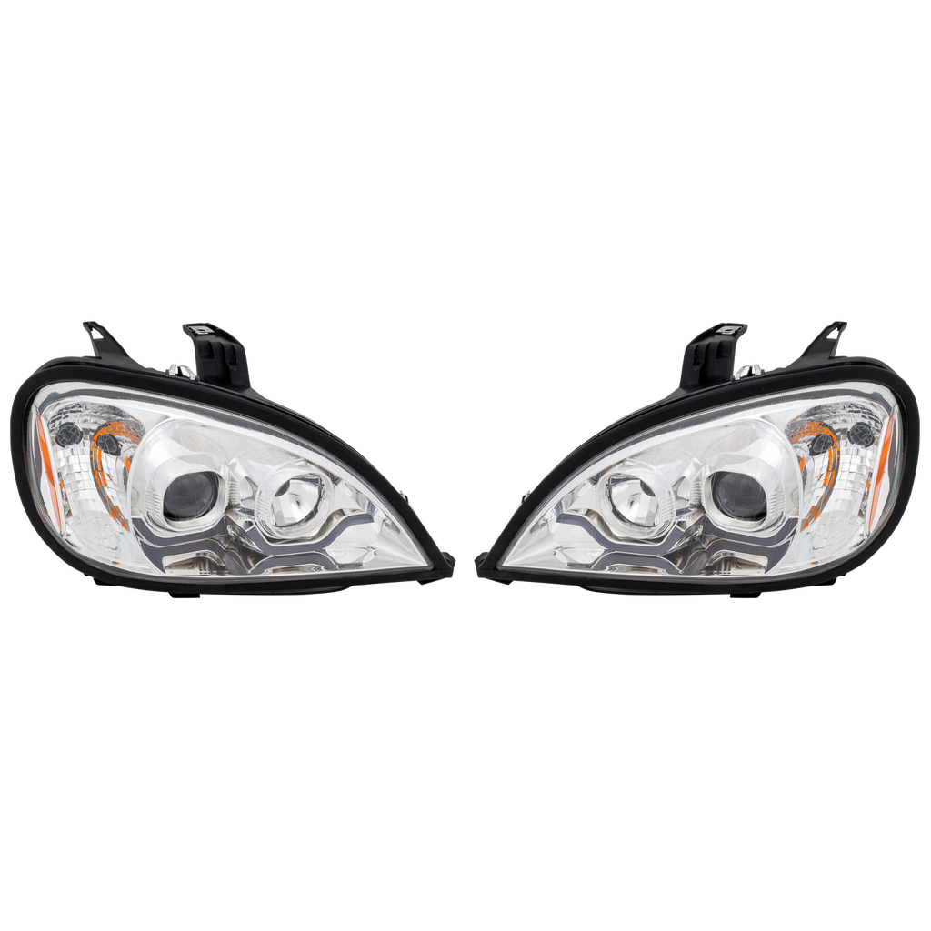 FREIGHTLINER COLUMBIA 04-13 HEAD LAMP RH AND LH, Lens and Housing, Chrome Interior, w/ Yellow LED DRL
