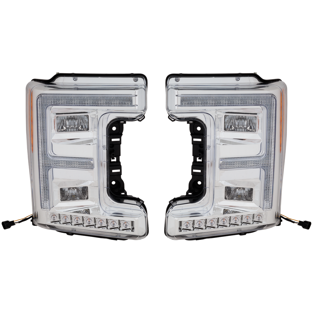 F-SERIES SUPER DUTY 17-19 HEAD LAMP RH AND LH, Assembly, LED, (Crew Cab, w/o Sport Pkg)/Extended/Standard Cab, Chrome Interior