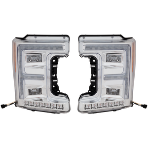 F-SERIES SUPER DUTY 17-19 HEAD LAMP RH AND LH, Assembly, LED, (Crew Cab, w/o Sport Pkg)/Extended/Standard Cab, Chrome Interior