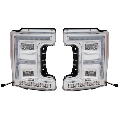 F-SERIES SUPER DUTY 17-19 HEAD LAMP RH AND LH, Assembly, LED, (Crew Cab, w/o Sport Pkg)/Extended/Standard Cab, Chrome Interior