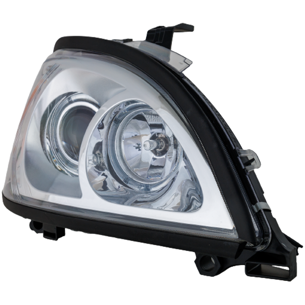 FREIGHTLINER COLUMBIA 00-13 PROJECTOR HEAD LAMP RH, Assembly, Halogen, w/ Angel Eyes, Chrome Interior
