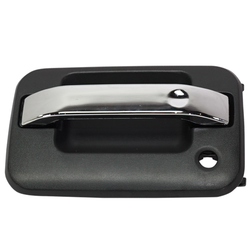 F-150 09-22 FRONT EXTERIOR DOOR HANDLE LH, Chrome Lever/Textured Black Housing, w/ Keyhole, w/o Keypad Hole, w/ Metal Connector