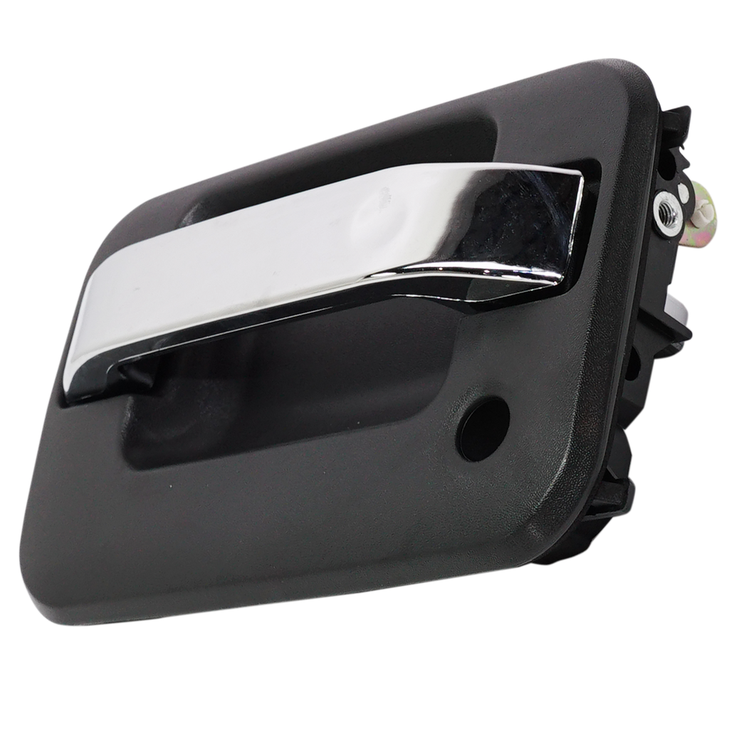 F-150 09-22 FRONT EXTERIOR DOOR HANDLE LH, Chrome Lever/Textured Black Housing, w/ Keyhole, w/o Keypad Hole, w/ Metal Connector