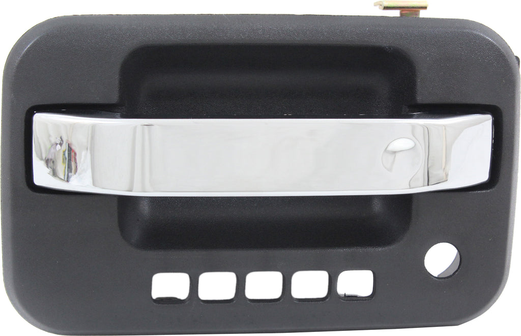 F-150 09-22 FRONT EXTERIOR DOOR HANDLE LH, Chrome Lever/Textured Black Housing, w/ Keyhole and Keypad Hole, w/ Metal Connector