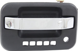 F-150 09-22 FRONT EXTERIOR DOOR HANDLE LH, Chrome Lever/Textured Black Housing, w/ Keyhole and Keypad Hole, w/ Metal Connector