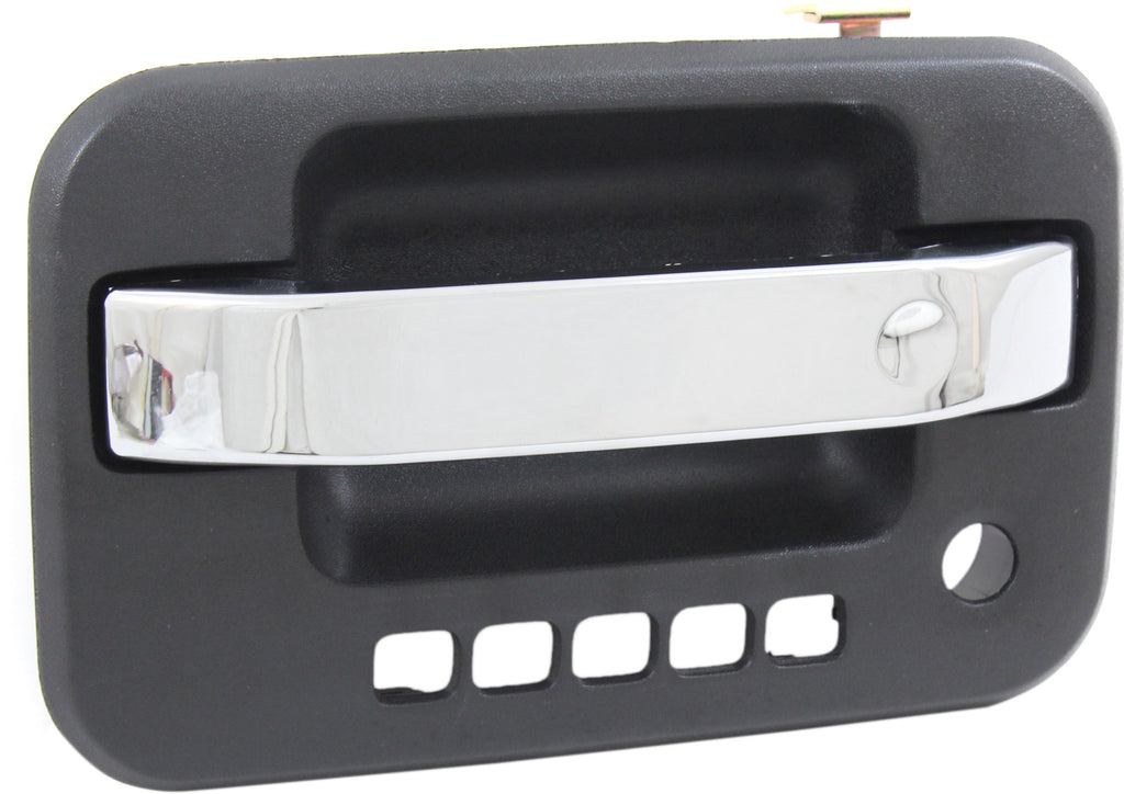 F-150 09-22 FRONT EXTERIOR DOOR HANDLE LH, Chrome Lever/Textured Black Housing, w/ Keyhole and Keypad Hole, w/ Metal Connector