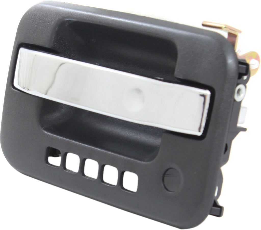 F-150 09-22 FRONT EXTERIOR DOOR HANDLE LH, Chrome Lever/Textured Black Housing, w/ Keyhole and Keypad Hole, w/ Metal Connector