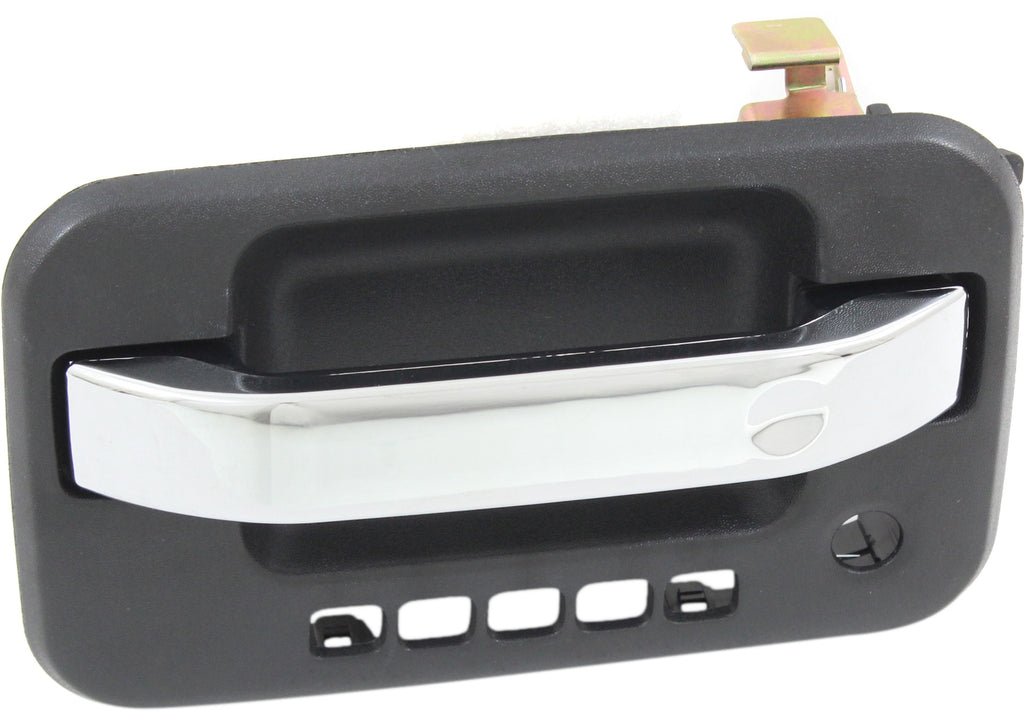 F-150 09-22 FRONT EXTERIOR DOOR HANDLE LH, Chrome Lever/Textured Black Housing, w/ Keyhole and Keypad Hole, w/ Metal Connector