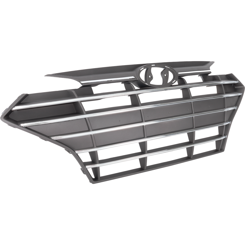 ELANTRA 19-20 GRILLE, Chrome Silver Black Shell and Insert, w/o Intelligent Cruise Control, Korea Built Vehicle, Sedan
