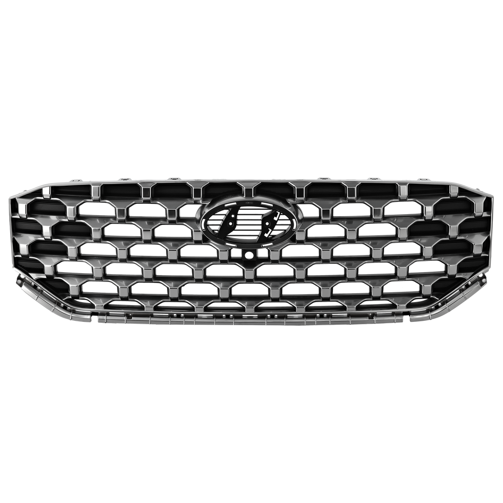 SANTA FE 21-23 GRILLE, Textured Black Shell and Insert, w/ Painted Satin Frame, Hybrid SEL Premium/Hybrid Limited/Limited Models