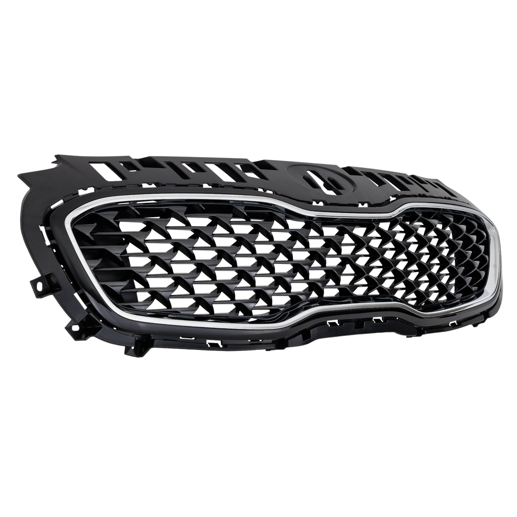 SPORTAGE 20-22 GRILLE, Painted Black Shell and Insert, w/ Chrome Molding, w/o Nightfall Edition, Type 1