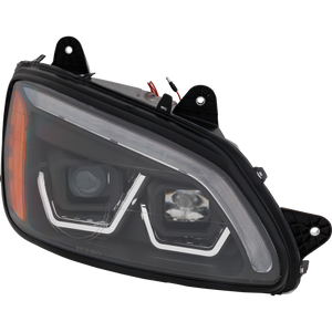 T660 HD TRUCK 08-16 HEAD LAMP RH, Assembly, Performance, Halogen, w/ Yellow White LED, Black Strip, 12V