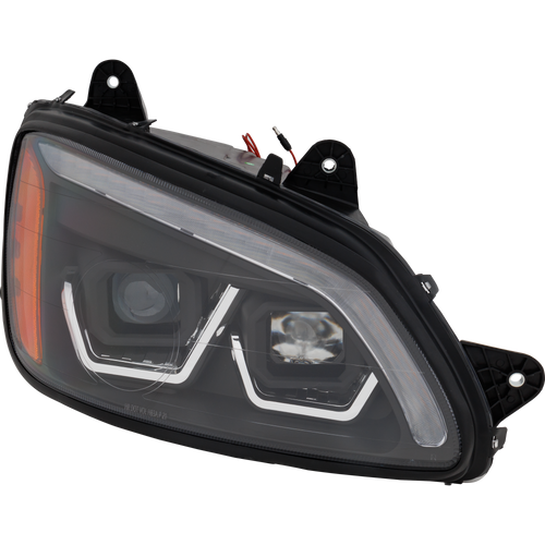 T660 HD TRUCK 08-16 HEAD LAMP RH, Assembly, Performance, Halogen, w/ Yellow White LED, Black Strip, 12V