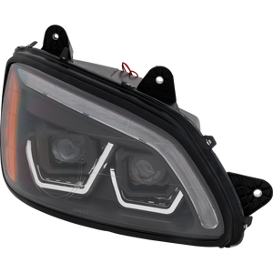 T660 HD TRUCK 08-16 HEAD LAMP RH, Assembly, Performance, LED, w/ Yellow White LED, Black Strip, 12V