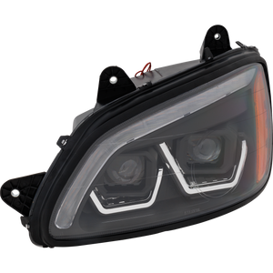 T660 HD TRUCK 08-16 HEAD LAMP LH, Assembly, Performance, LED, w/ Yellow White LED, Black Strip, 12V