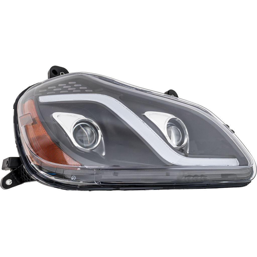 T680 HD TRUCK 13-22 HEAD LAMP RH, Assembly, LED, Performance, w/ Long Black LED Strip, 12V